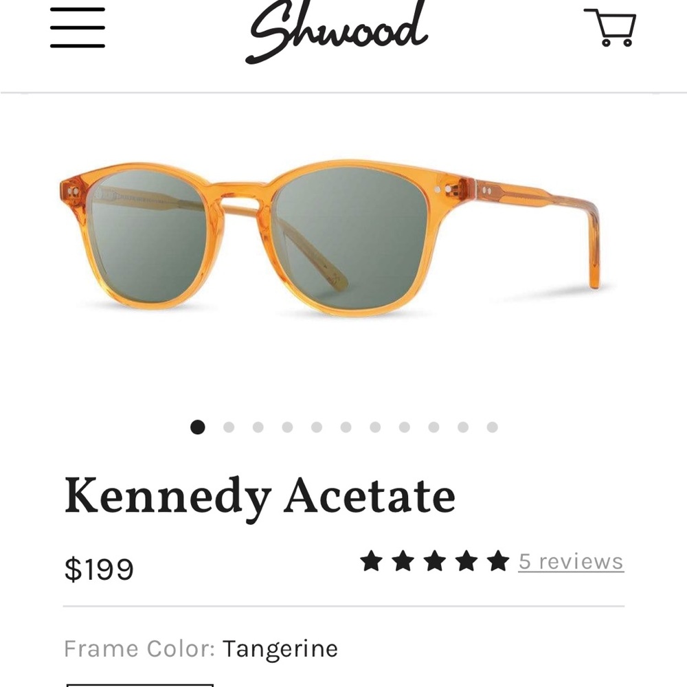 Shwood polarized sunglasses, Kennedy acetate in tangerine